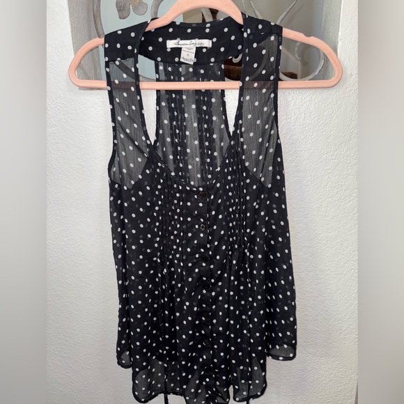 American Rag Black and White Polka Dot Tank Top - Picture 1 of 6